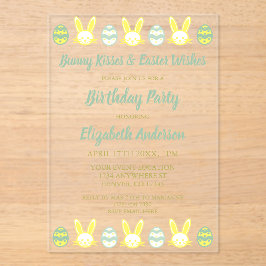 Bunny Kisses & Easter Wishes Birthday アクリル招待状
