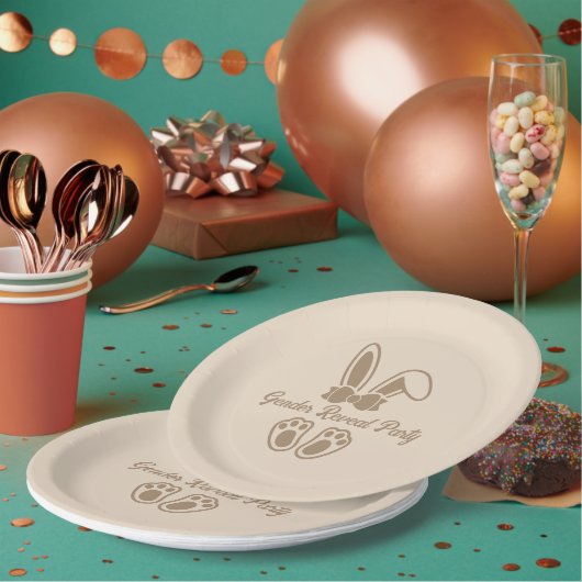 Bunny Light Beigeミニマルなジェンダー・リビール ペーパープレート (複数)
