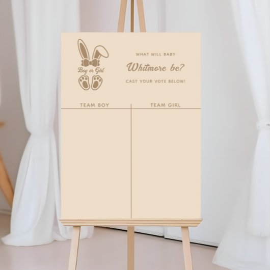 Bunny Light Beige Gender Reveal Boy or Girl ポスター