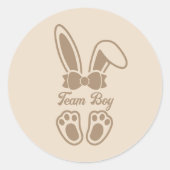 Bunny Light Beige Gender Reveal Team Boy ラウンドシール (正面)