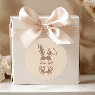 Bunny Light Beige Gender Reveal Team Girl ラウンドシール