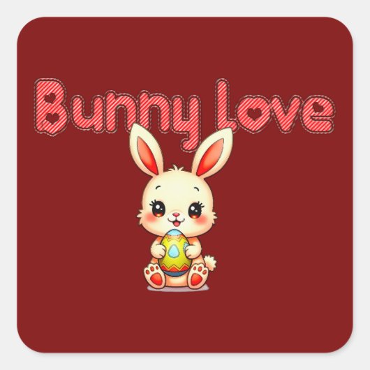 Bunny Love – Cute Easter Bunny Design Autocolante スクエアシール (正面)