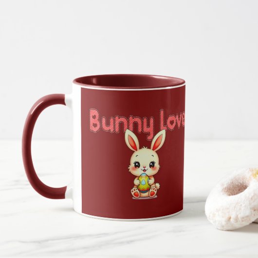 Bunny Love – Cute Easter Bunny Design - caneca マグカップ (ドーナツ)