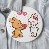 Bunny Love Heart Gift Cute Cartoon Design 缶バッジ (インサイチュ)