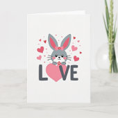 Bunny Love Hearts Valentine Card カード (正面)