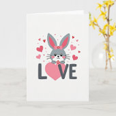 Bunny Love Hearts Valentine Card カード (黄色い花)
