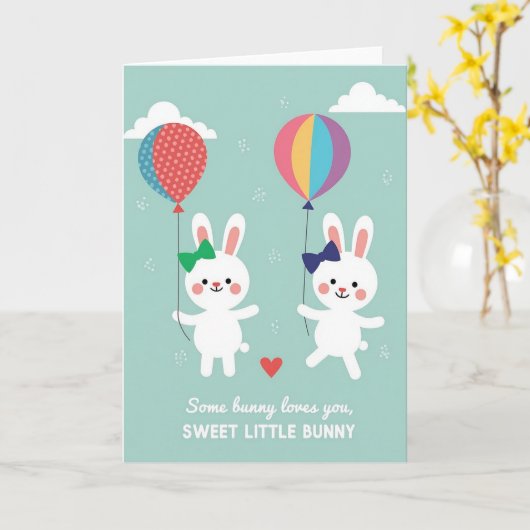 Bunny Love Sweetheart Card カード (黄色い花)