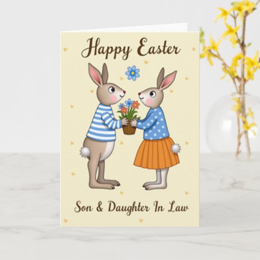 Bunny Love Woven Basket Card カード (黄色い花)