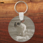 Bunny Lover's Photo パーソナライズされた and Name Keepsake キーホルダー (正面)