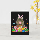 Bunny Maine Coon Cat Easter Illustration カード (黄色い花)