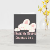 Bunny Meme I Hate My Stud Chungus Life  カード (黄色い花)