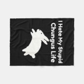 Bunny Meme I Hate My Stud Chungus Life  フリースブランケット (正面(横))