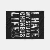 Bunny Meme I Hate My Stud Chungus Life  フリースブランケット (正面(横))