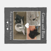 Bunny Memorialカスタマイズ可能な2つのペット写真コラージュ フリースブランケット (正面(横))