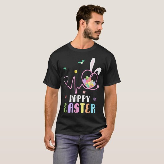 Bunny Nurse Stethoscope Happy Easter Eggs Rabbit N Tシャツ (正面フル)