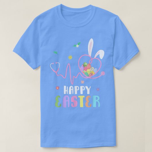 Bunny Nurse Stethoscope Happy Easter Eggs Rabbit N Tシャツ (デザイン正面)