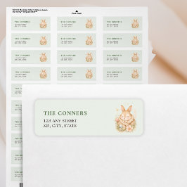 Bunny On Its Way Spring Baby Shower Return Address ラベル