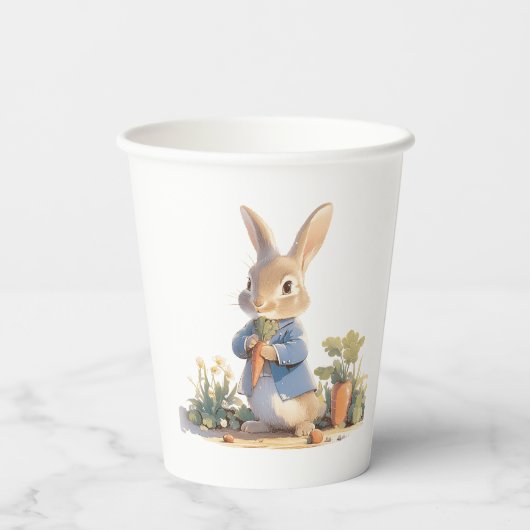 Bunny On The Way Peter Rabbit Boy Baby Shower 紙コップ (裏面)