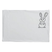 Bunny outlined light grey Pillow case set 枕カバー (裏面-左)