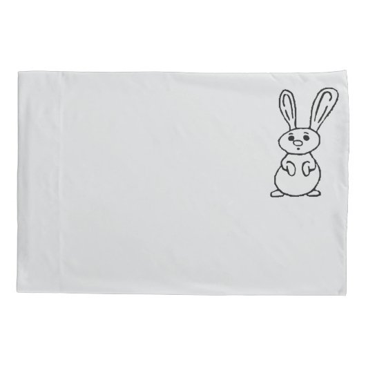Bunny outlined light grey Pillow case set 枕カバー (裏面-左)