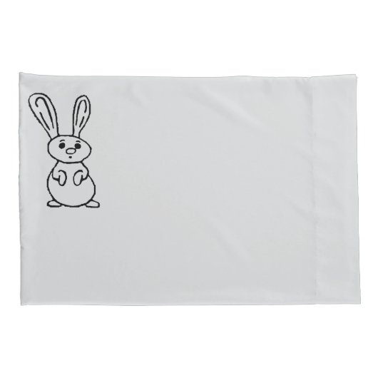 Bunny outlined light grey Pillow case set 枕カバー (裏面-右)