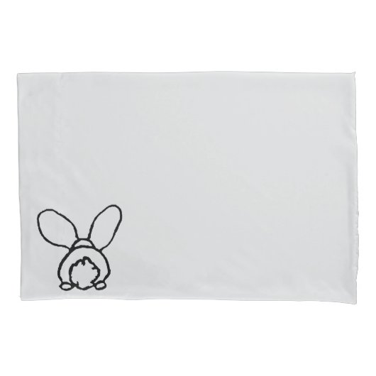 Bunny outlined light grey Pillow case set 枕カバー (正面左)