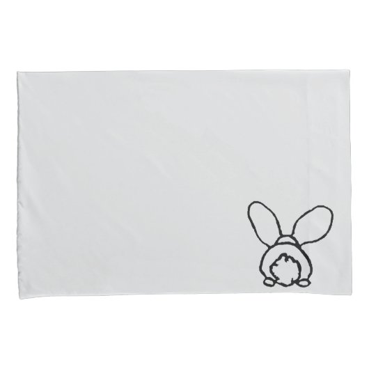 Bunny outlined light grey Pillow case set 枕カバー (正面右)