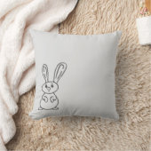 Bunny outlined Throw Pillow クッション (ブランケット)
