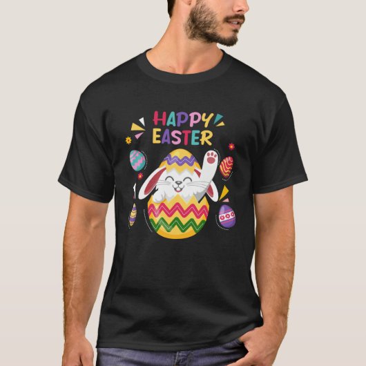 Bunny Pastel Spring Hunt Eggs Rabbit Happy Easter Tシャツ (正面)