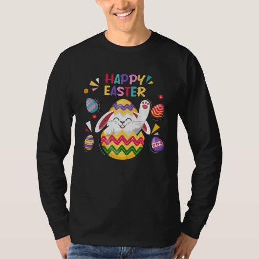 Bunny Pastel Spring Hunt Eggs Rabbit Happy Easter  Tシャツ (正面)