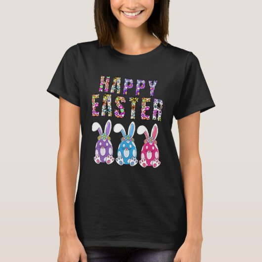 Bunny Pastel Spring Hunt Eggs Rabbit Happy Easter  Tシャツ (正面)