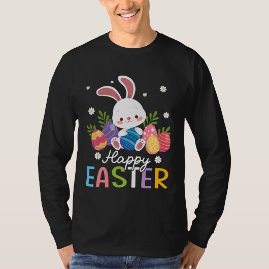 Bunny Pastel Spring Hunt Eggs Rabbit Happy Easter Tシャツ (正面)
