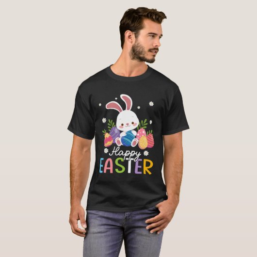 Bunny Pastel Spring Hunt Eggs Rabbit Happy Easter  Tシャツ (正面フル)