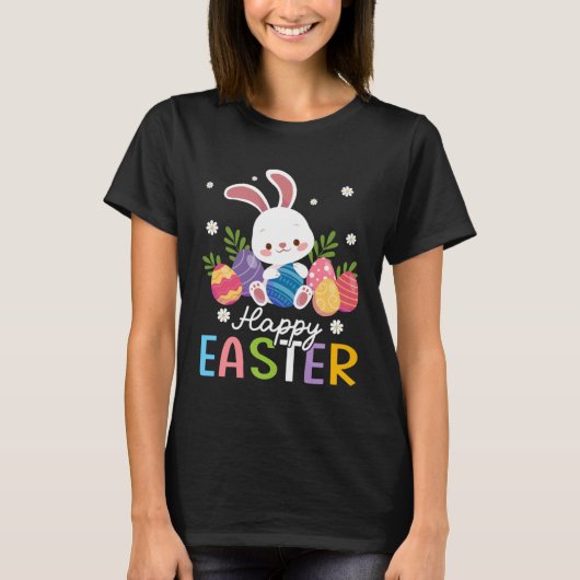 Bunny Pastel Spring Hunt Eggs Rabbit Happy Easter  Tシャツ (正面)