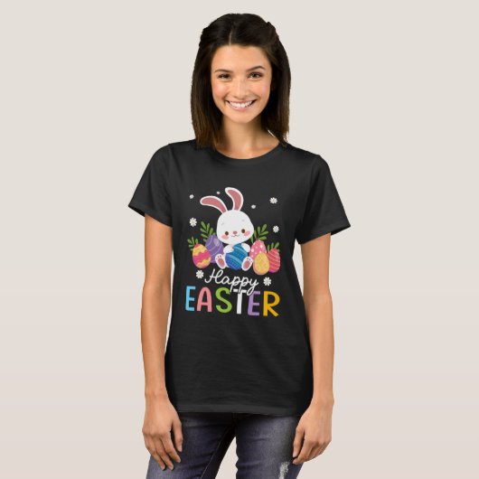 Bunny Pastel Spring Hunt Eggs Rabbit Happy Easter  Tシャツ (正面フル)