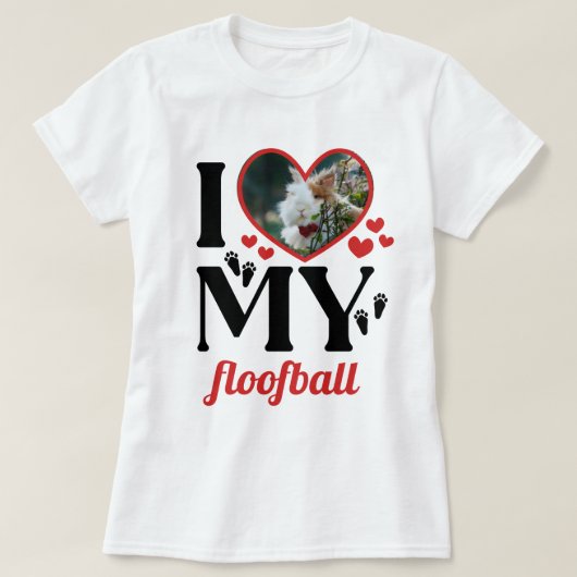 Bunny Paws Red IハートMy Floofball Add Photo Tシャツ (デザイン正面)