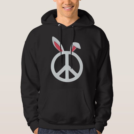 Bunny peace sign easter for men women boys and gir パーカ (正面)
