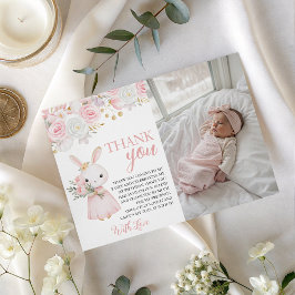 Bunny Photo Birthday Thank You Card 招待状
