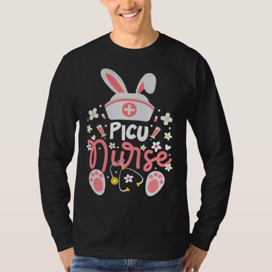 Bunny PICU Nurse Bunny Ears Pediatric Intensive Ca Tシャツ (正面)