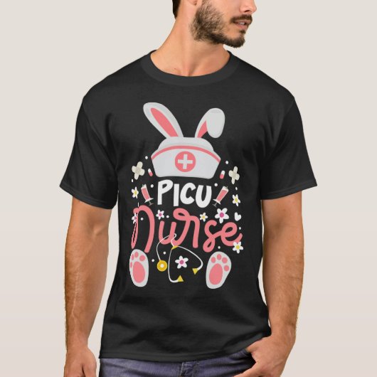 Bunny PICU Nurse Bunny Ears Pediatric Intensive Ca Tシャツ (正面)