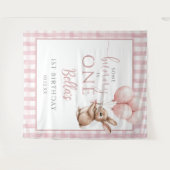 Bunny Pink Balloons 1st Birthday Backdrop タペストリー (正面(横))