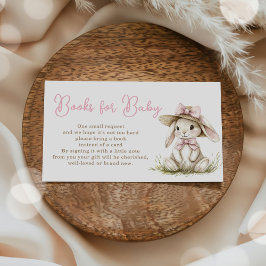Bunny Pink Bow Baby Shower Books for Baby エンクロージャーカード