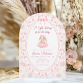 Bunny Pink Bow Floral Baby Shower Invitation 招待状