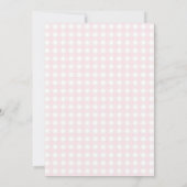 Bunny Pink Bow Gingham Baby Shower サンキューカード (裏面)
