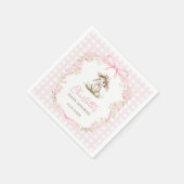 Bunny Pink Bow Gingham Baby Shower スタンダードカクテルナプキン (角)