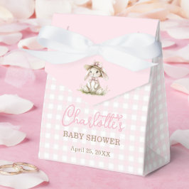 Bunny Pink Bow Gingham Baby Shower フェイバーボックス