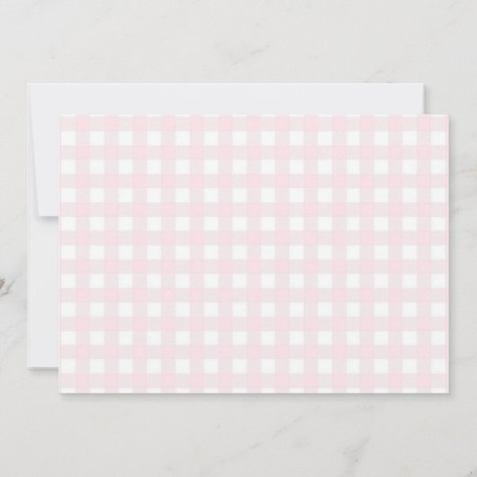 Bunny Pink Bow Gingham Baby Shower Photo 招待状 (裏面)