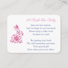 Bunny Pink Chinoserie Books For Baby Girl Shower エンクロージャーカード