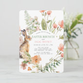 Bunny Pink Floral Easter Brunch & Egg Hunt 招待状 (スタンド正面)