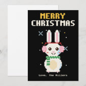 Bunny Pixel Art Christmas Card シーズンカード (正面/裏面)